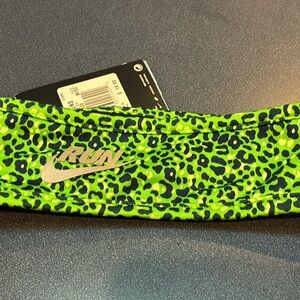 Nike Black and Neon Green Patterned Headband